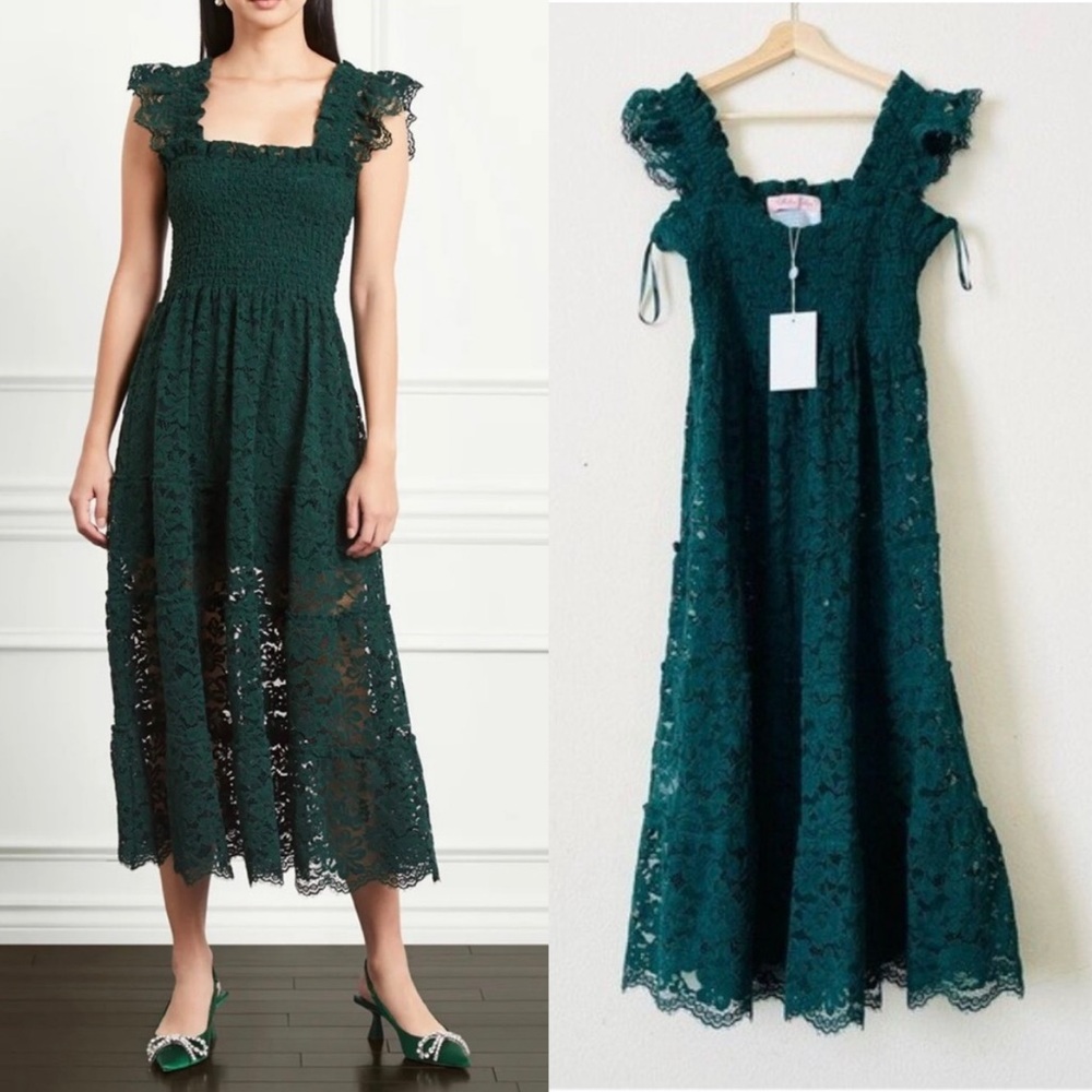 NWT Hill House MEDIUM Collector’s Edition Lace Ellie Nap midi dress in green